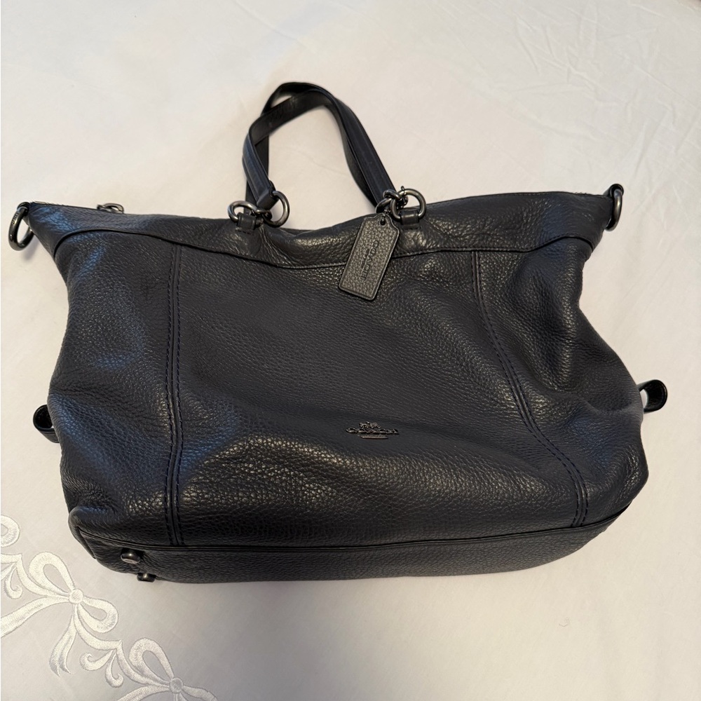 Coach Slate Greyish Blue Pebbled Leather handbag